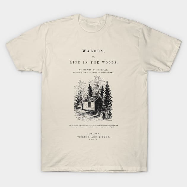 Walden or Life In The Woods by Henry David Thoreau Title Page T-Shirt by Scottish Arms Dealer